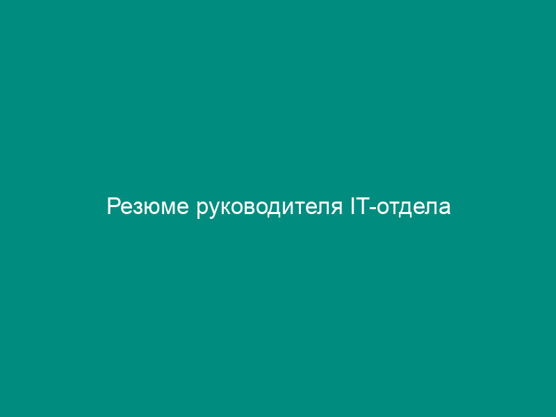 Резюме руководителя IT-отдела