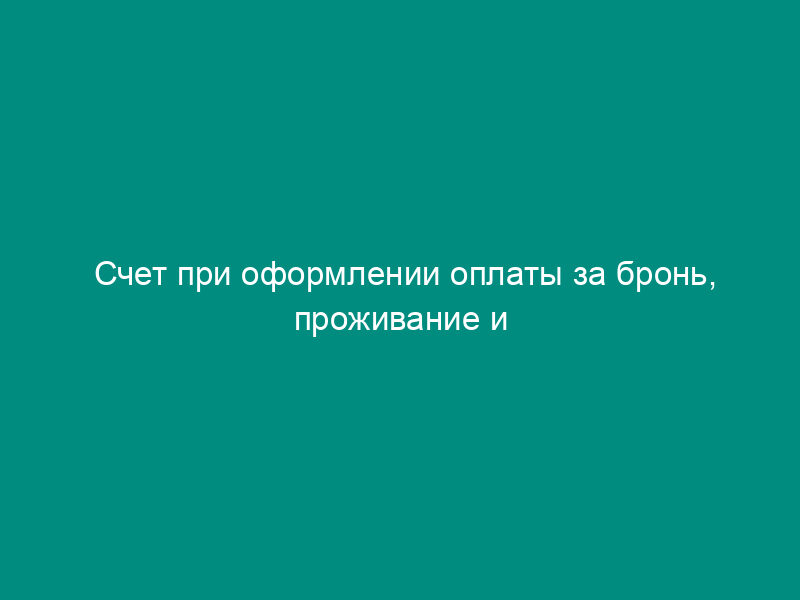 Счет при оформлении оплаты за бронь, проживание и дополнительные платные услуги при отсутствии специальных талонов. Форма № 3-г
