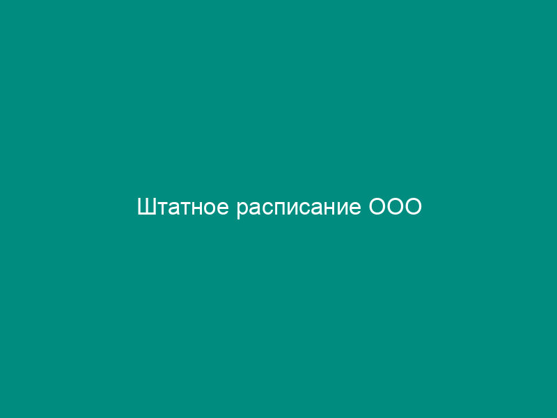 Штатное расписание ООО