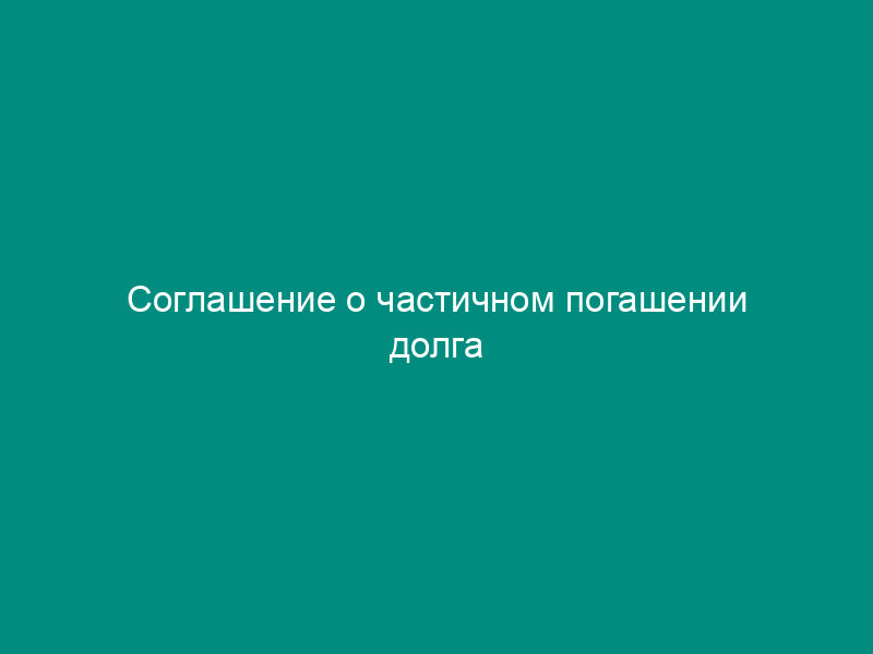 Соглашение о частичном погашении долга