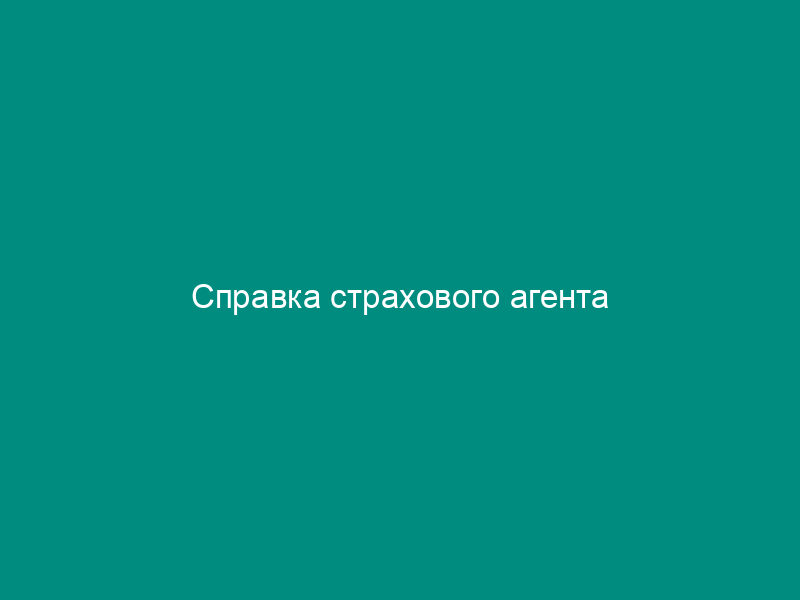 Справка страхового агента