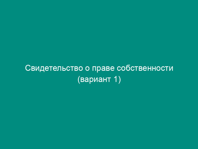 Свидетельство о праве собственности (вариант 1)