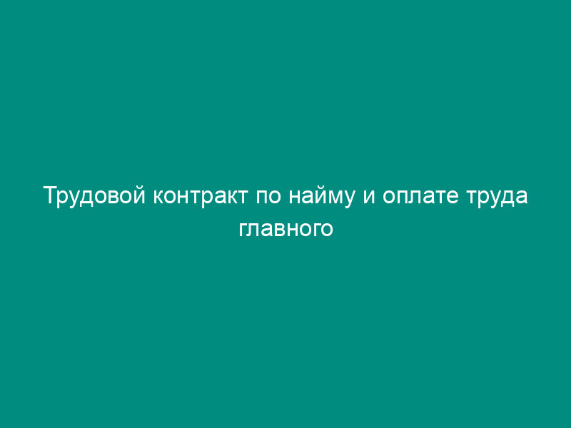 Трудовой контракт по найму и оплате труда главного бухгалтера