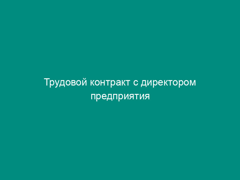 Трудовой контракт с директором предприятия