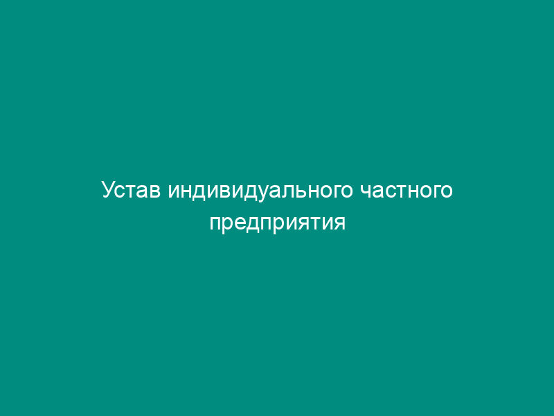 Устав индивидуального частного предприятия
