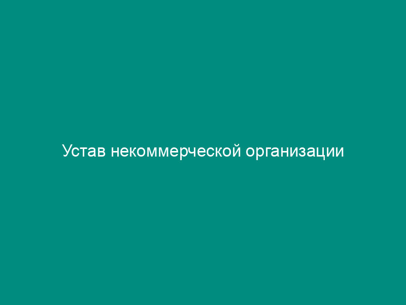 Устав некоммерческой организации