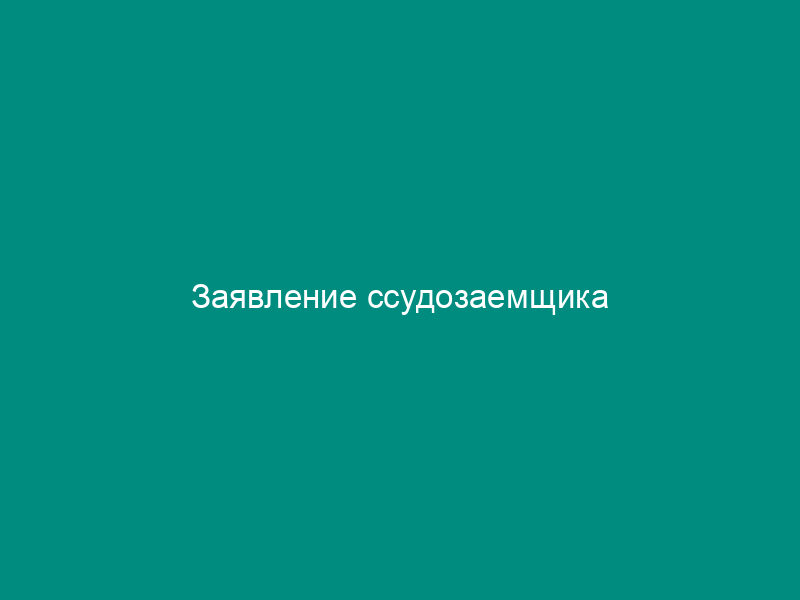 Заявление ссудозаемщика