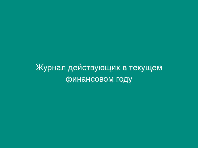 Журнал действующих в текущем финансовом году бюджетных обязательств