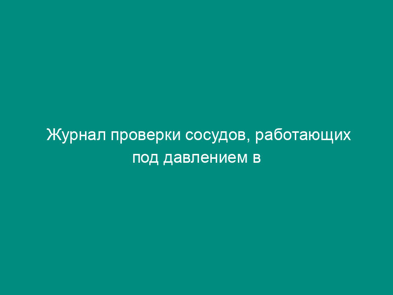 Журнал проверки сосудов, работающих под давлением в рабочем состоянии. Форма N 38-Э